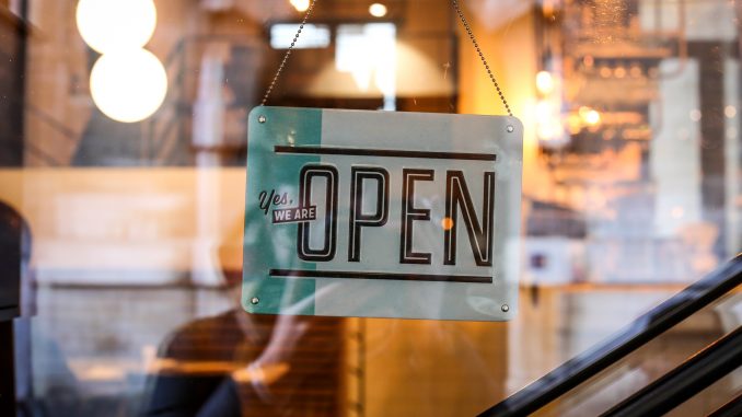 Ouverture commerce panneau Pancarte open vitrine boutique
