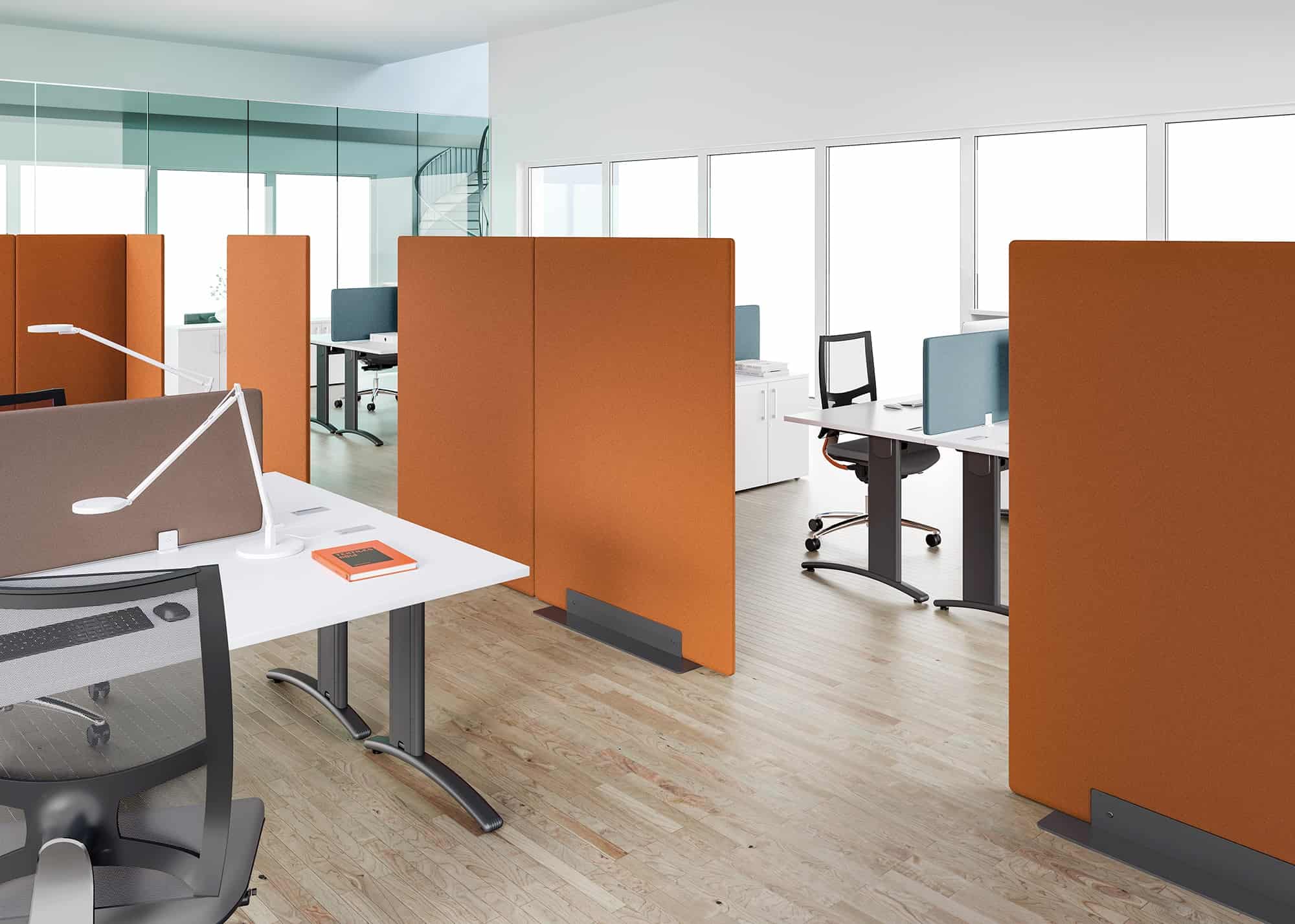 cloison de bureau accoustique orange